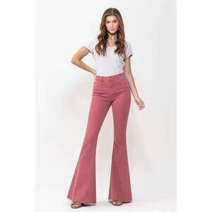 NEW VERVET BY FLYING MONKEY high rise super flare jean in mineral red